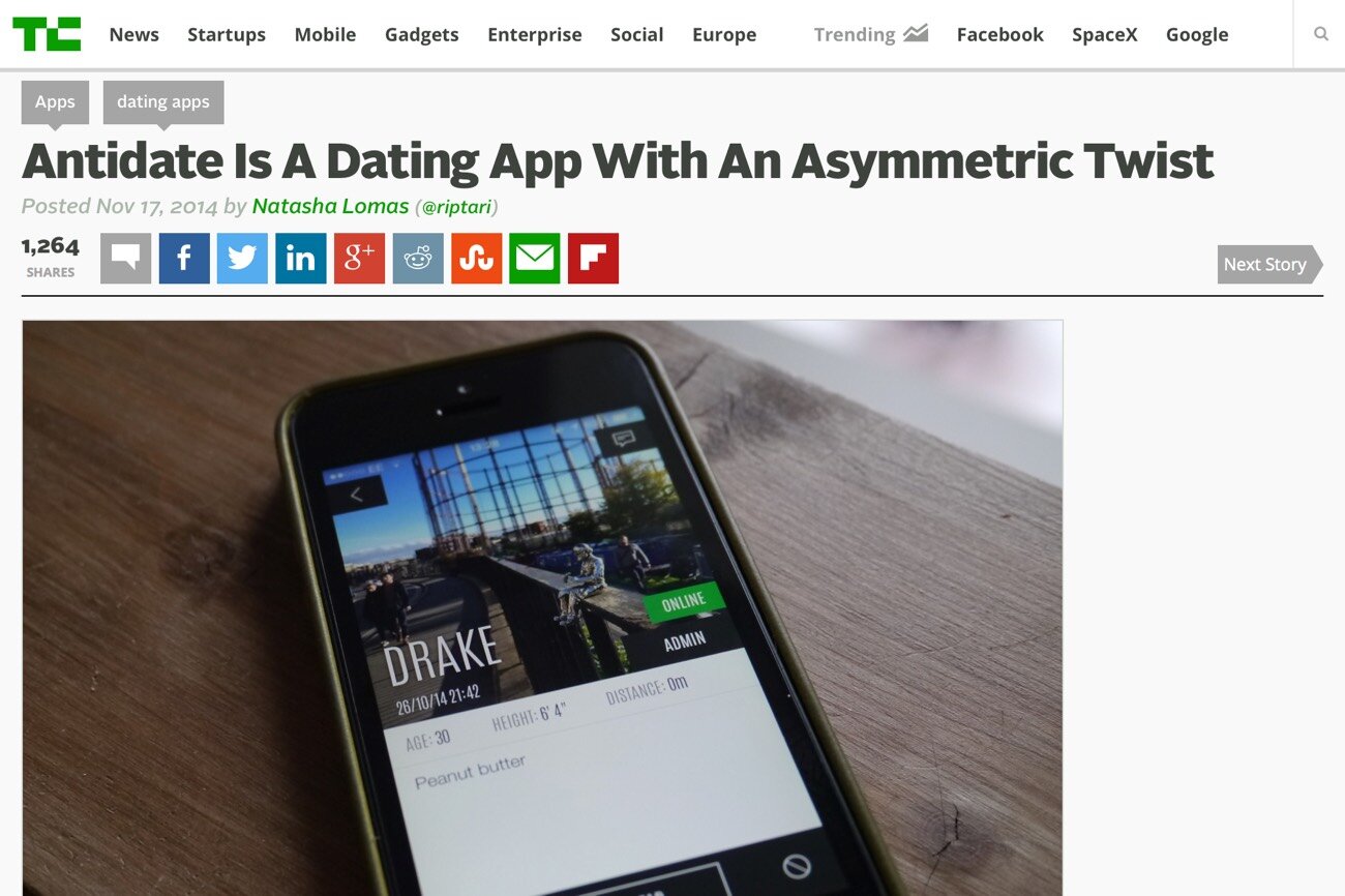 TechCrunch: Antidate is a dating app with an asymmetric twist